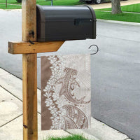 Polynesian Beige Plumeria Lei Garden Flag with Hammerhead Shark