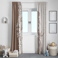 Polynesian Beige Plumeria Lei Window Curtain with Hammerhead Shark