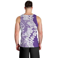 Polynesian Purple Plumeria Lei Men Tank Top with Hammerhead Shark