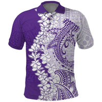Polynesian Purple Plumeria Lei Polo Shirt with Hammerhead Shark
