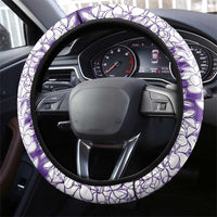 Polynesian Purple Plumeria Lei Steering Wheel Cover with Hammerhead Shark