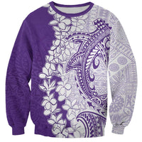 Polynesian Purple Plumeria Lei Sweatshirt with Hammerhead Shark