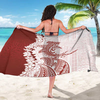 Polynesian Crimson Plumeria Lei Sarong with Hammerhead Shark