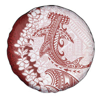 Polynesian Crimson Plumeria Lei Spare Tire Cover with Hammerhead Shark