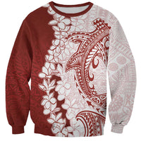 Polynesian Crimson Plumeria Lei Sweatshirt with Hammerhead Shark