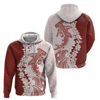 Polynesian Crimson Plumeria Lei Zip Hoodie with Hammerhead Shark LT7 - Polynesian Pride
