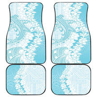 Polynesian Turquoise Plumeria Lei Car Mats with Hammerhead Shark