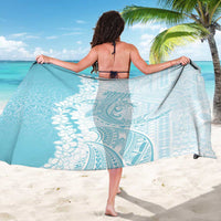 Polynesian Turquoise Plumeria Lei Sarong with Hammerhead Shark