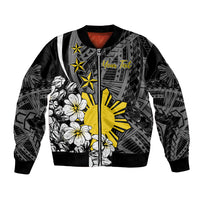 Philippines Sampaguita Personalised Bomber Jacket Women's Day LT7 Unisex Black - Polynesian Pride