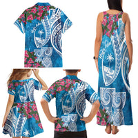 Hafa Adai Guam Family Matching Tank Maxi Dress and Hawaiian Shirt Crystal Waves