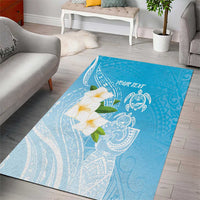 Personalized Guam Chamorro Area Rug Turtles and Guasali Flowers