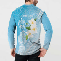 Personalized Guam Chamorro Button Sweatshirt Turtles and Guasali Flowers