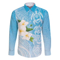 Personalized Guam Chamorro Family Matching Short Sleeve Bodycon Dress and Hawaiian Shirt Turtles and Guasali Flowers LT7 Dad's Shirt - Long Sleeve Turquoise - Polynesian Pride