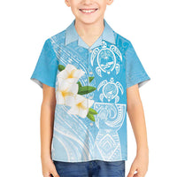 Personalized Guam Chamorro Family Matching Short Sleeve Bodycon Dress and Hawaiian Shirt Turtles and Guasali Flowers LT7 Son's Shirt Turquoise - Polynesian Pride