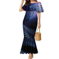 New Zealand Aotearoa Matariki Mermaid Dress Starry Silver Fern LT7 Women Galaxy - Polynesian Pride