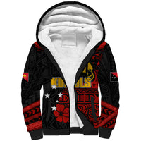 Personalised PNG Kumuls Rugby Sherpa Hoodie Motuan Mix Patterns LT7 Unisex Black - Polynesian Pride