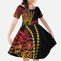 Proudly Ni-Van Sandroing Inspired Classic Style Family Matching Long Sleeve Bodycon Dress and Hawaiian Shirt LT7 Daughter's Dress Colorful - Polynesian Pride