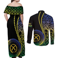 Proudly Ni-Van Sandroing Inspired Couples Matching Off Shoulder Maxi Dress and Long Sleeve Button Shirt Malampa Classic Style