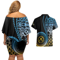 Proudly Ni-Van Sandroing Inspired Couples Matching Off Shoulder Short Dress and Hawaiian Shirt Sanma Classic Style