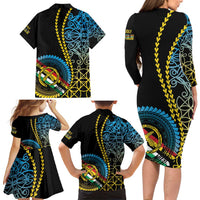 Proudly Ni-Van Sandroing Inspired Family Matching Long Sleeve Bodycon Dress and Hawaiian Shirt Torba Classic Style LT7 - Polynesian Pride