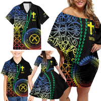 Proudly Ni-Van Sandroing Inspired Family Matching Off Shoulder Short Dress and Hawaiian Shirt Tafea Classic Style
