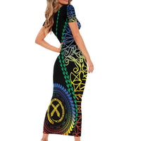 Proudly Ni-Van Sandroing Inspired Family Matching Short Sleeve Bodycon Dress and Hawaiian Shirt Tafea Classic Style LT7 - Polynesian Pride