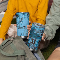 Bula Fiji Personalised Tumbler Cup Shark Tail Turquoise Masi Tapa