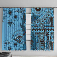 Bula Fiji Window Curtain Shark Tail Turquoise Masi Tapa