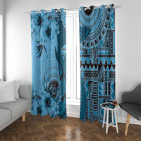 Bula Fiji Window Curtain Shark Tail Turquoise Masi Tapa