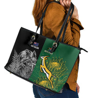 New Zealand - South Africa Greatest Rivals Rugby Leather Tote Bag Kiwi Vs Bokke