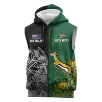 New Zealand - South Africa Greatest Rivals Rugby Custom Sleeveless Zip Hoodie Kiwi Vs Bokke