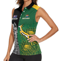 New Zealand - South Africa Greatest Rivals Rugby Custom Women Sleeveless Polo Shirt Kiwi Vs Bokke