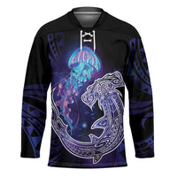 Polynesian Aumakua Hockey Jersey Jellyfish with Shark - Polynesian Pride