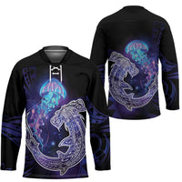 Polynesian Aumakua Hockey Jersey Jellyfish with Shark - Polynesian Pride