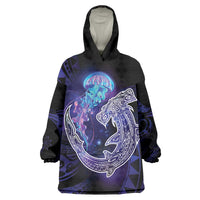 Polynesian Aumakua Wearable Blanket Hoodie Jellyfish with Shark - Polynesian Pride