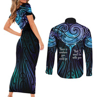 Aotearoa Maori Te Whai Rahi Couples Matching Short Sleeve Bodycon Dress and Long Sleeve Button Shirt Tala - Nowhere You Could Go That I Won't Be With You LT7 - Polynesian Pride