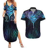 Aotearoa Maori Te Whai Rahi Couples Matching Summer Maxi Dress and Hawaiian Shirt Tala - Nowhere You Could Go That I Won't Be With You LT7 Teal Purple - Polynesian Pride