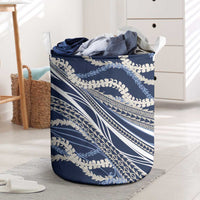 Polynesian Puakeniken Pikake Twisted Lei Laundry Basket Navy Blue - Polynesian Pride