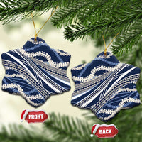 Polynesian Puakeniken Pikake Twisted Lei Ceramic Ornament Navy Blue - Polynesian Pride