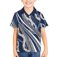 Polynesian Puakeniken Pikake Twisted Lei Hawaiian Shirt Navy Blue - Polynesian Pride