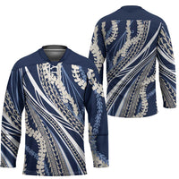 Polynesian Puakeniken Pikake Twisted Lei Hockey Jersey Navy Blue - Polynesian Pride