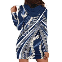 Polynesian Puakeniken Pikake Twisted Lei Hoodie Dress Navy Blue - Polynesian Pride