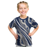 Polynesian Puakeniken Pikake Twisted Lei Kid T Shirt Navy Blue - Polynesian Pride