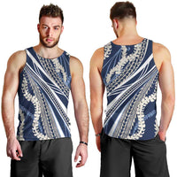 Polynesian Puakeniken Pikake Twisted Lei Men Tank Top Navy Blue - Polynesian Pride