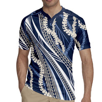 Polynesian Puakeniken Pikake Twisted Lei Rugby Jersey Navy Blue - Polynesian Pride