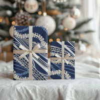 Polynesian Puakeniken Pikake Twisted Lei Wrapping Paper Navy Blue
