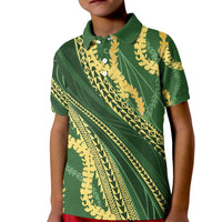 Polynesian Puakeniken Pikake Twisted Lei Kid Polo Shirt Emerald - Polynesian Pride