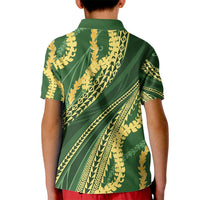 Polynesian Puakeniken Pikake Twisted Lei Kid Polo Shirt Emerald - Polynesian Pride