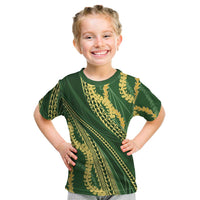 Polynesian Puakeniken Pikake Twisted Lei Kid T Shirt Emerald - Polynesian Pride