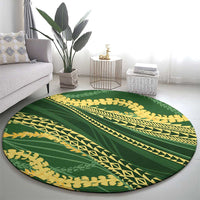 Polynesian Puakeniken Pikake Twisted Lei Round Carpet Emerald - Polynesian Pride